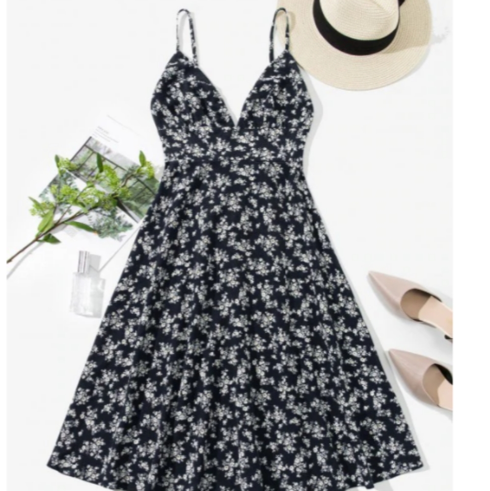 Floral smocked back dress